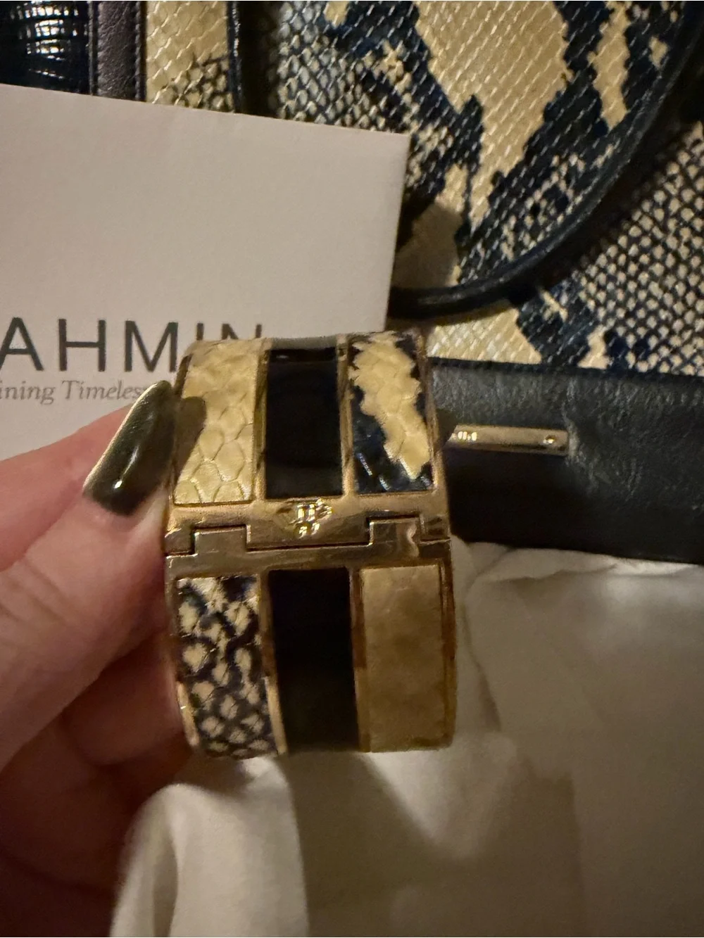 Brahmin Duxbury Satchel with matching wallet and bracelet.